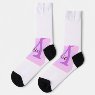 Chaussette jeté simple minimal ajouter nom monogramme rose ro