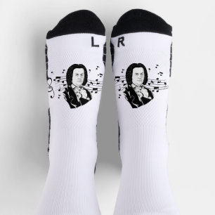 Chaussette Johann Sebastian Bach Portrait et buste avec notes