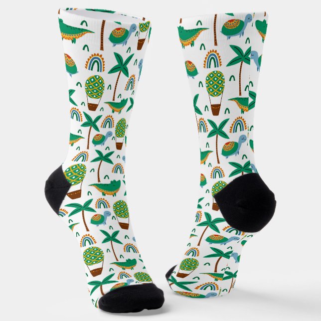 Chaussette Joli Alligator tortue colorée Motif arc-en-ciel (Angulaire)