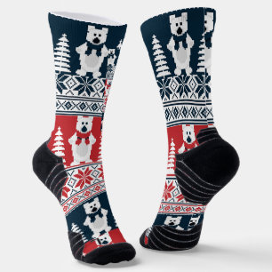 Chaussette Joli bonhomme de neige de Noël tricoté moderne