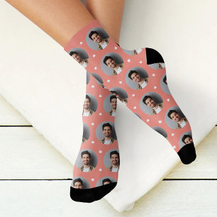 Chaussette Joli cœur de corail personnalisé avec photo de pet