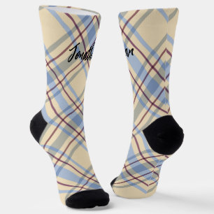 Chaussette Joli écossais monogrammed beige écossais script ta