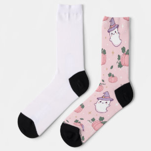 Chaussette Joli fantôme rose pastel Halloween Trick or Treat