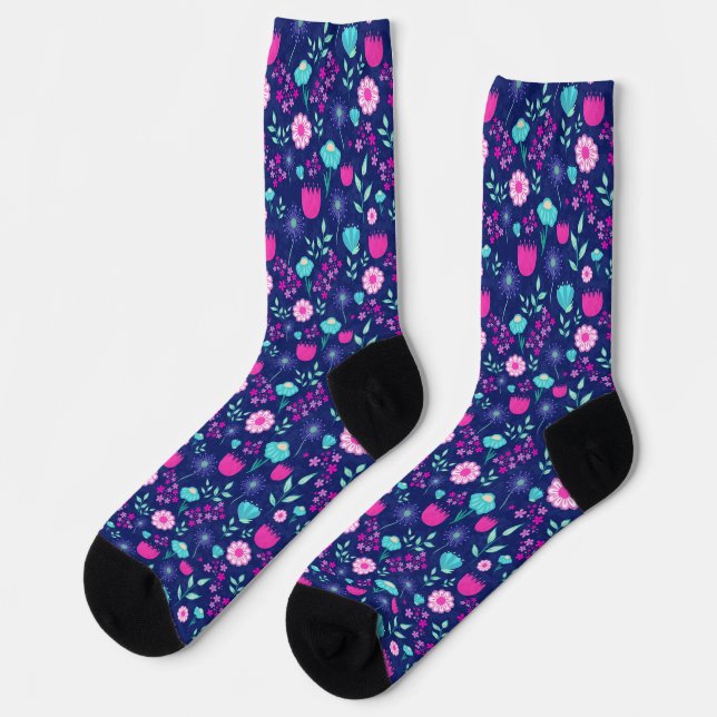 Chaussette Joli fond à motif floral (Gauche)