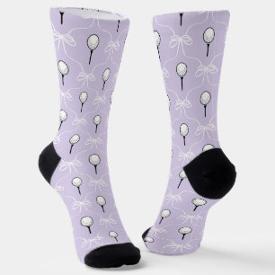 Chaussette Joli motif de balle de golf avec nœud blanc violet