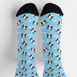 Chaussette Joli motif de Bulldog français et d'os