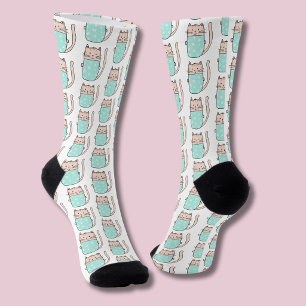 Chaussette Joli motif de chat floral