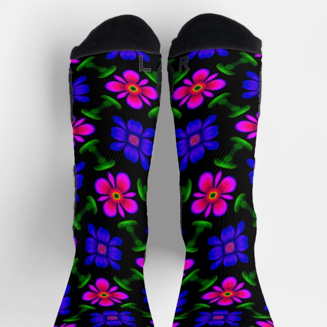 Chaussette Joli Motif de fleurs roses (Haut)