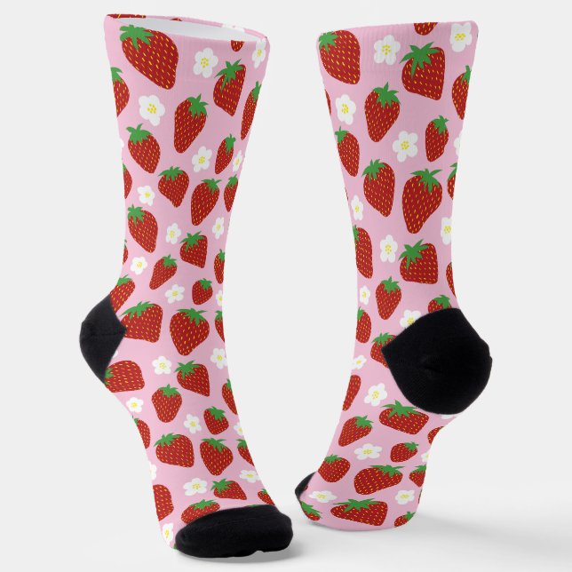 Chaussette Joli motif de fraises d'été (Angulaire)