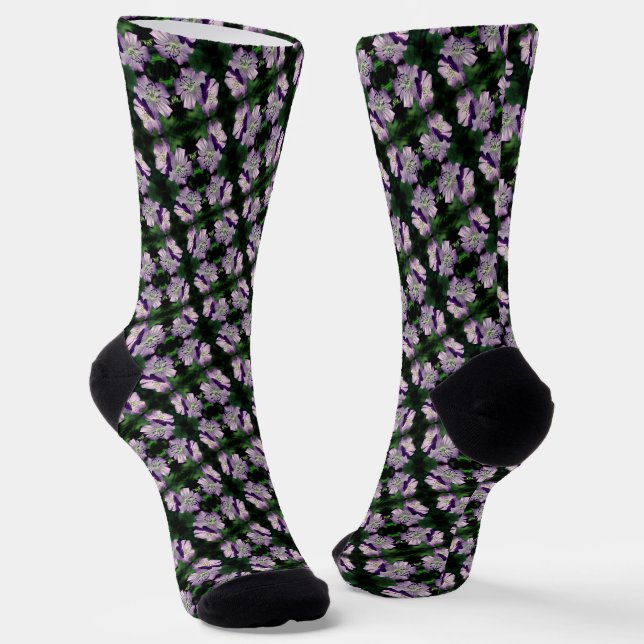 Chaussette Joli Motif de paire de fleurs de géranium violet (Angulaire)