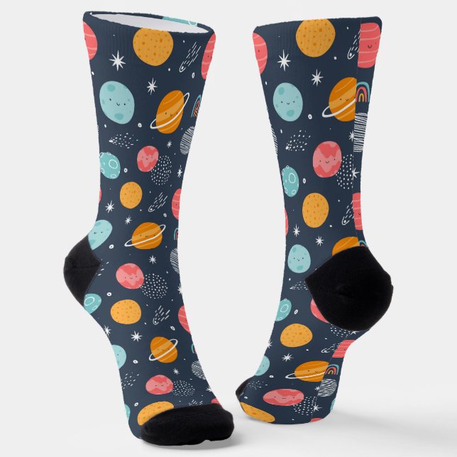 Chaussette Joli Motif Planète Souriante (Angulaire)