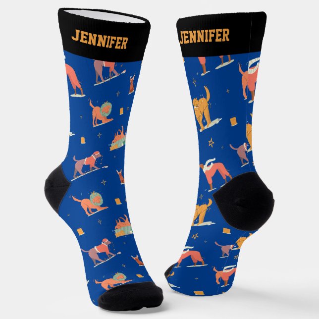Chaussette Joli Noël Chien Motif Noël Noël Fêtes d'hiver (Angulaire)