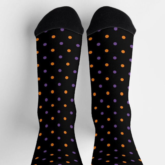 Chaussette Joli orange violet noir pois Halloween (Haut)