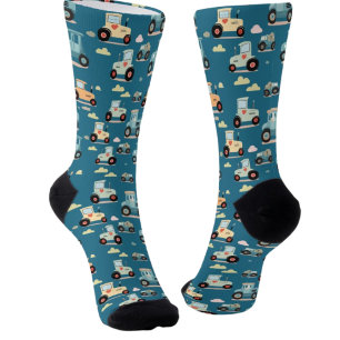 Chaussette Joli petit tracteur motif chaussettes bleu