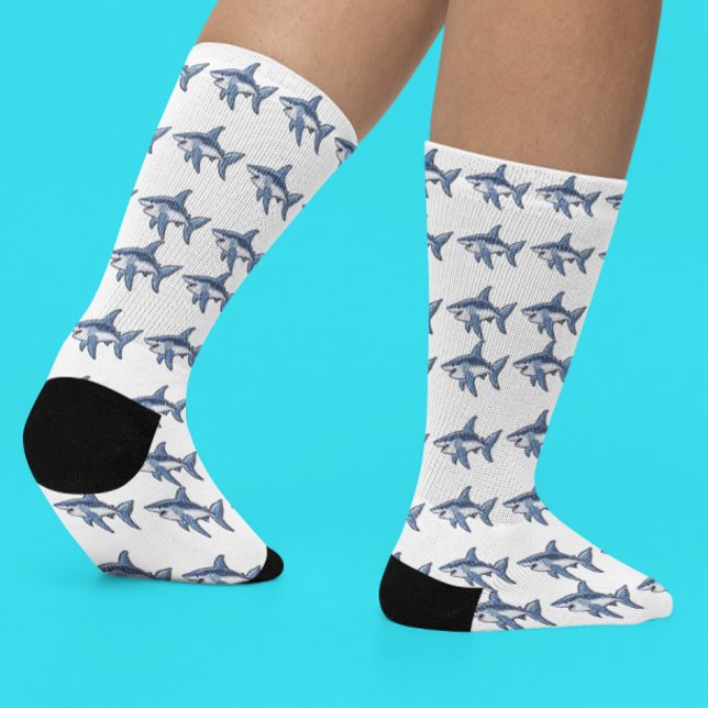 Chaussette Joli requin brodé (Créateur téléchargé)