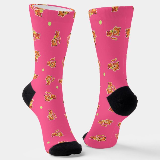 Chaussette Joli tigre bébé rose (Angulaire)