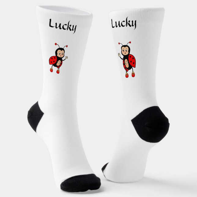 Chaussette Jolie coccinelle rouge Ladybug sur chaussettes bla (Angulaire)