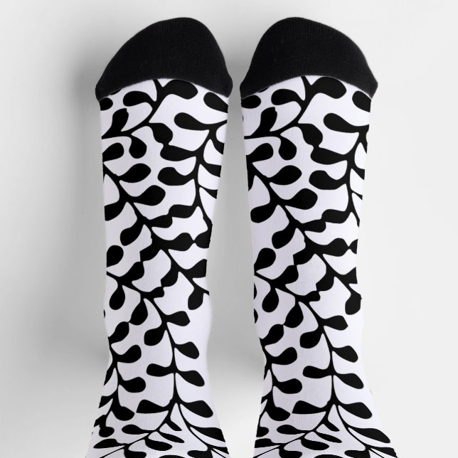 Chaussette Jolie impression noir et blanc fleurie (Haut)