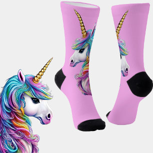 Chaussette Jolie licorne Imaginaire sur rose