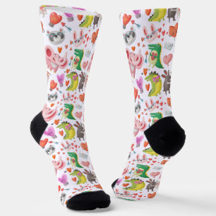 Chaussette Jolie Saint-Valentin Animaux Cœur Drôle Fantaisist