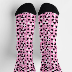 Chaussette Jolies fleurs noires blanches