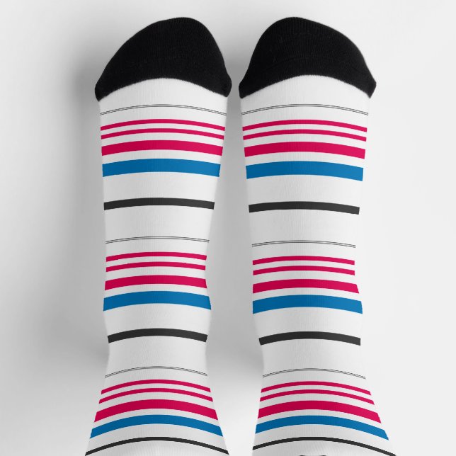 Chaussette Jolies rayures bleues blanches (Haut)