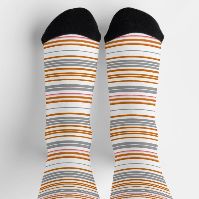 Chaussette Jolies rayures grises marron (Haut)