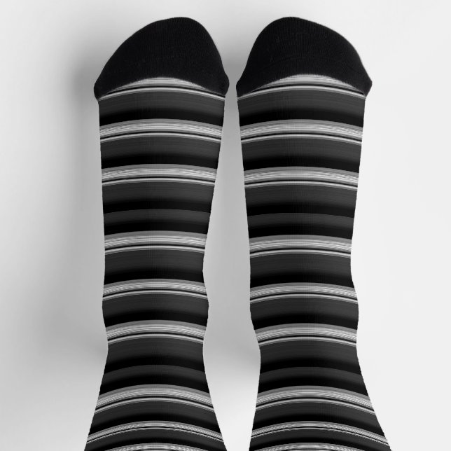 Chaussette Jolies rayures noir gris (Haut)