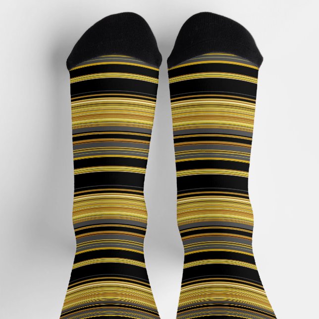 Chaussette Jolies rayures noires dorées (Haut)