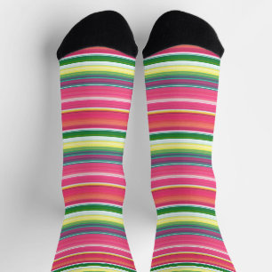 Chaussette Jolies rayures roses vertes