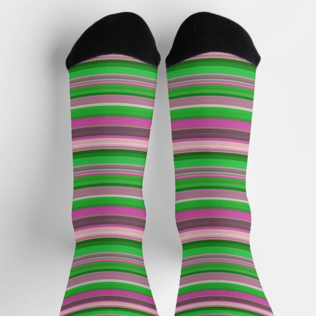 Chaussette Jolies rayures vert violet (Haut)