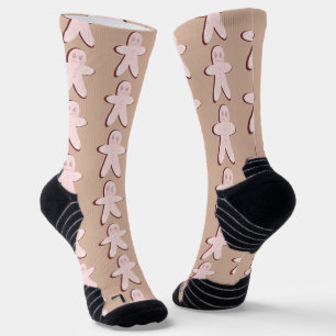 Chaussette Jolis biscuits au gingembre roses Fêtes de Noël
