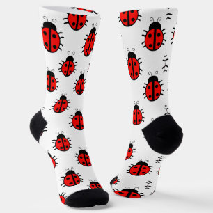 Chaussette Jolis coccinelles rouges motif et insecte joyeux