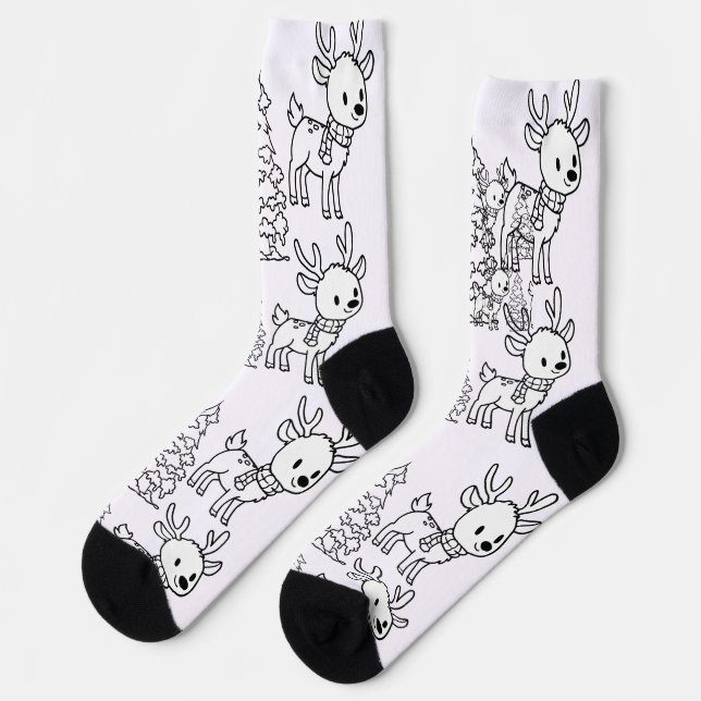 Chaussette Jolis rennes de Noël (Gauche)