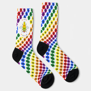 Chaussette Jote LGBT Fière Abeille arc-en-ciel et fleurs mode