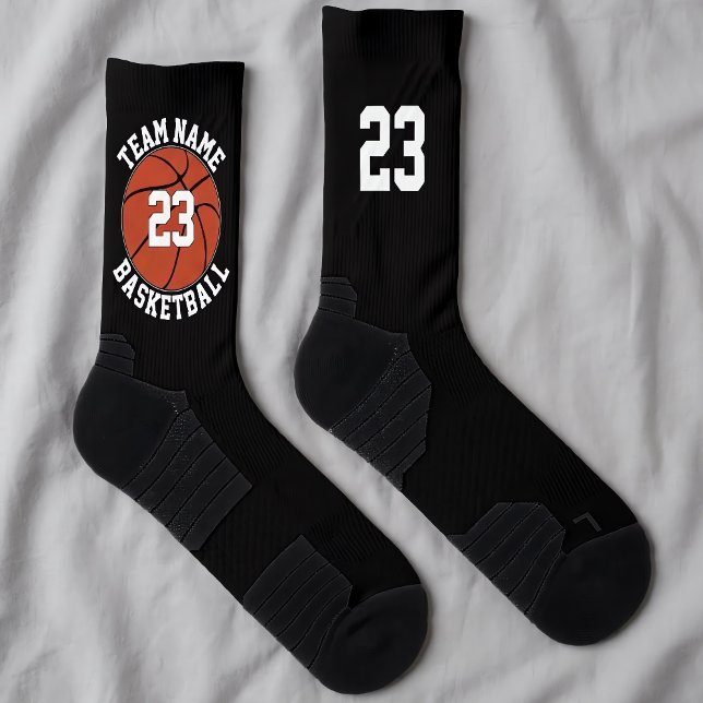 Chaussette Joueur de basket-ball personnalisé Nom et numéro d (Personalized basketball team socks with custom team name and player numbers. Great team gifts.)