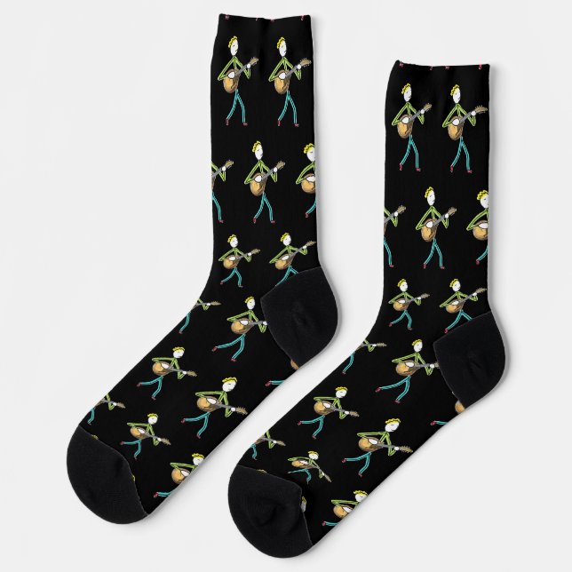 Chaussette Joueur de mandoline Stickman (Gauche)