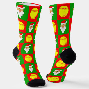 Chaussette Joueur de softball Père Noël Noël Motif