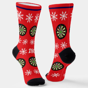 Chaussette Joueur des fléchettes de Noël et flocons de neige