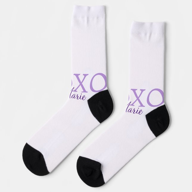 Chaussette Jour de la Saint Valentin Xoxo ajouter nom pastel  (Gauche)