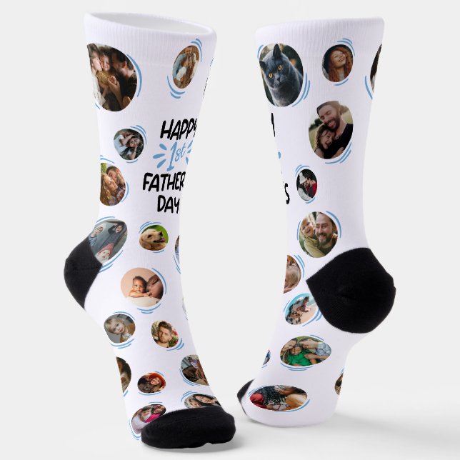 Chaussette Joyeuse 1ère Fête des Pères Photo (Angulaire)
