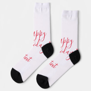 Chaussette Joyeuses fêtes Noël calligraphie rouge simple mi