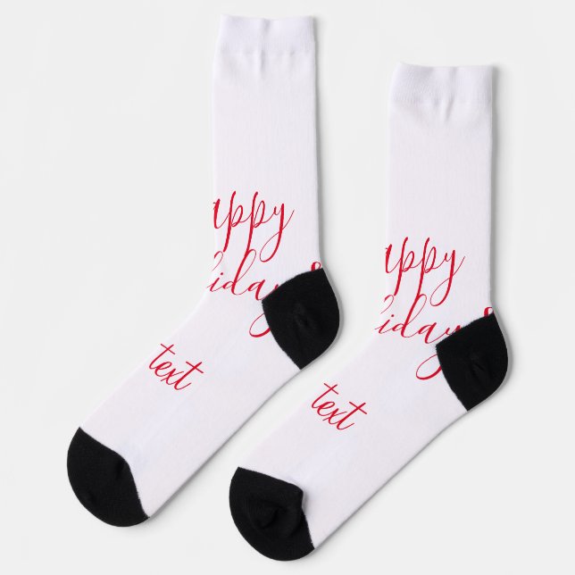 Chaussette Joyeuses fêtes Noël calligraphie rouge simple mi (Gauche)