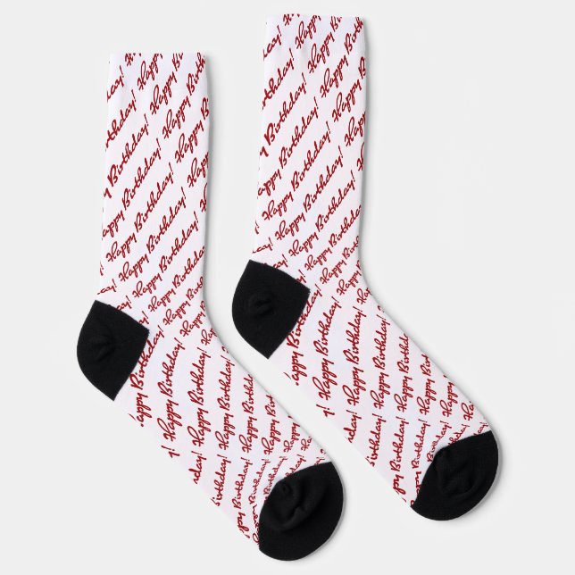 Chaussette Joyeux Anniversaire ! Écriture Rouge Foncé (Droite)