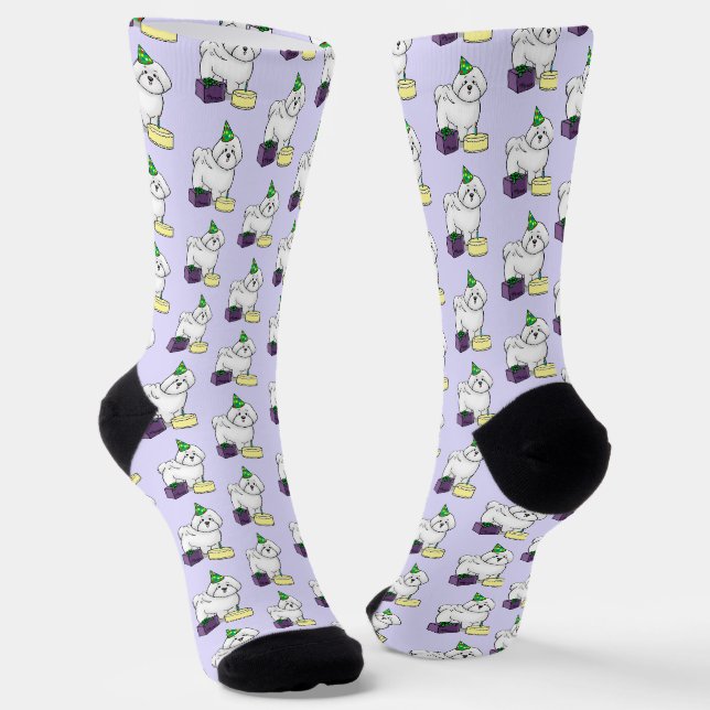 Chaussette Joyeux anniversaire (fête) Bichon Frise Dog - mign (Angulaire)