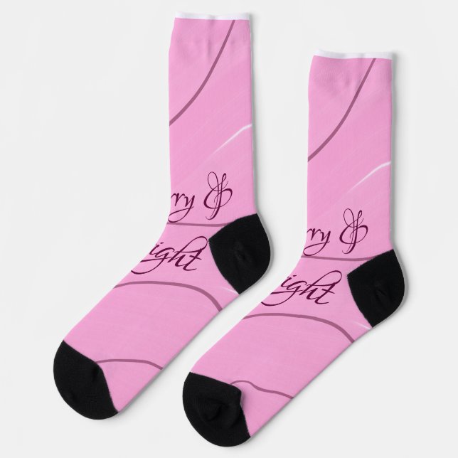 Chaussette Joyeux et brillant rose bouclé doodé design mode g (Gauche)