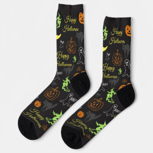 Chaussette Joyeux Halloween Motif Épouvantable Noir