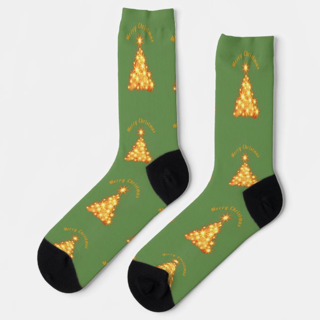 Chaussette Joyeux Noël Arbre Doré Thunder_Cove (Gauche)