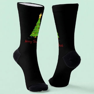 Chaussette Joyeux Noël avec sapin de Noël noir