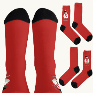 Chaussette Joyeux Noël Couple Bonhomme de Neige